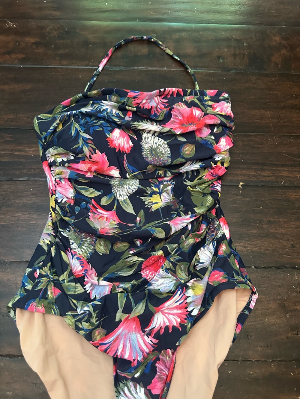 J. Crew Navy Floral Print Underwire One Piece Balconette Swimsuit 6 38868 - Picture 5 of 12